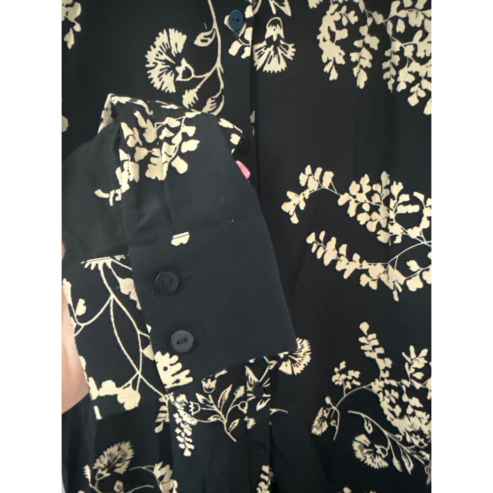 ba&sh Selym Floral Print Button Up Lady Shirt Black & Cream Size Small - Picture 12 of 12